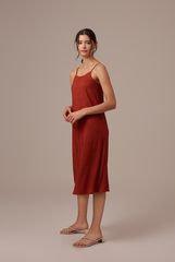 Shanelle Ribbed Dress in Chestnut