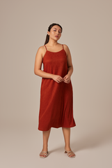 Shanelle Ribbed Dress in Chestnut