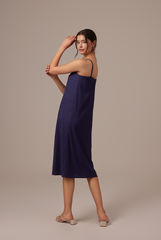 Shanelle Ribbed Dress in Navy Blue