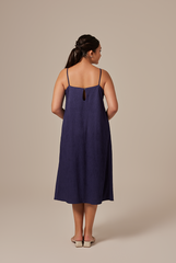 Shanelle Ribbed Dress in Navy Blue