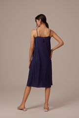 Shanelle Ribbed Dress in Navy Blue
