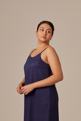 Shanelle Ribbed Dress in Navy Blue