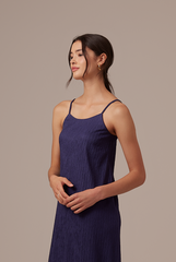 Shanelle Ribbed Dress in Navy Blue