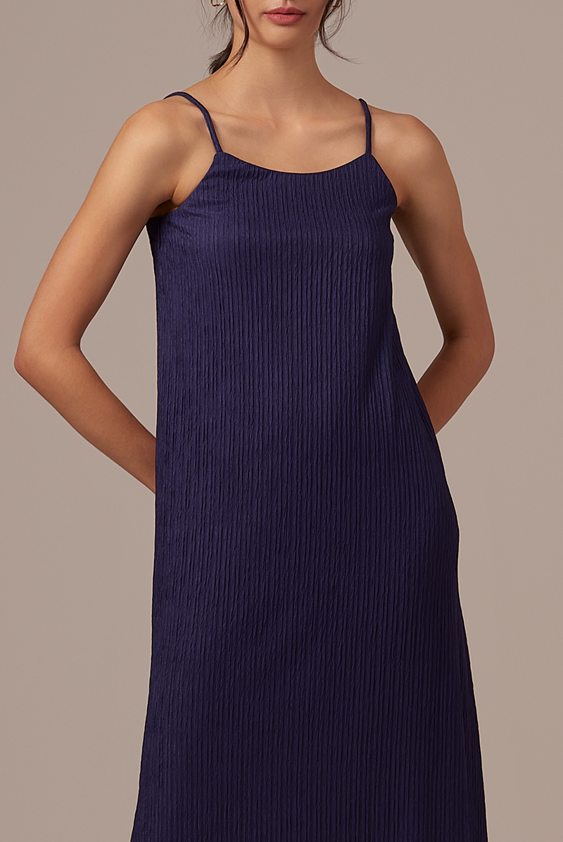 Shanelle Ribbed Dress in Navy Blue