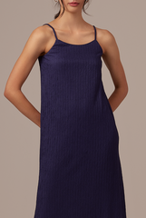 Shanelle Ribbed Dress in Navy Blue