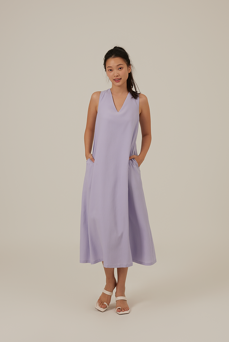 Tinlyn Ribbon V-neck Dress in Lilac