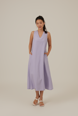 Tinlyn Ribbon V-neck Dress in Lilac