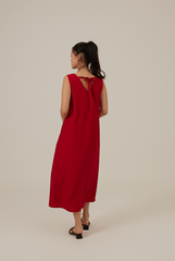 Tinlyn Ribbon V-neck Dress in Red