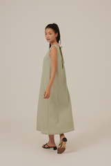 Tinlyn Ribbon V-neck Dress in Sage Green