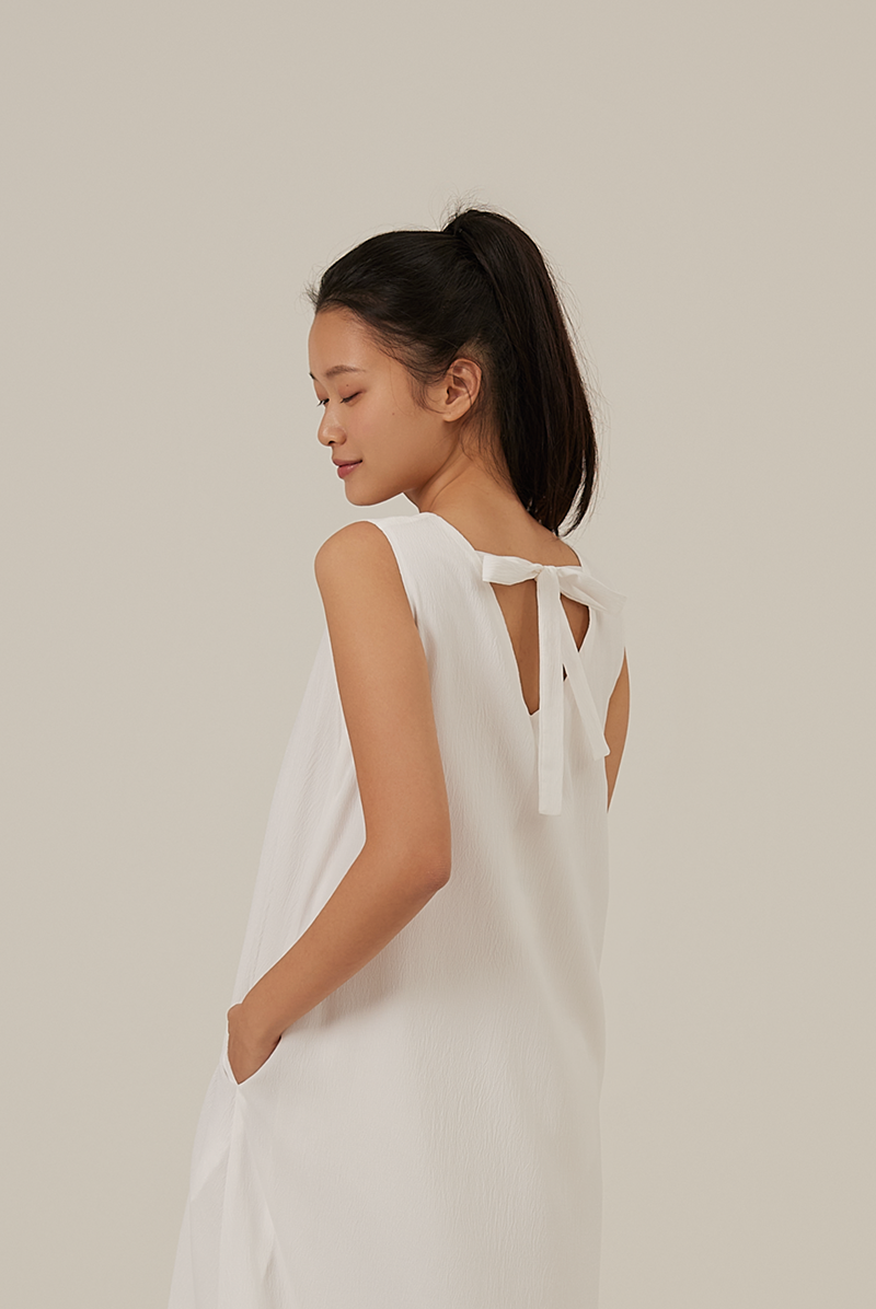 Tinlyn Ribbon V-neck Dress in White