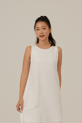 Maggie Embroidery Shift Dress in White