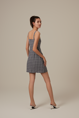 Sierra Plaid Sleeveless Dress in Navy Blue