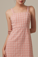 Sierra Plaid Sleeveless Dress in Rose