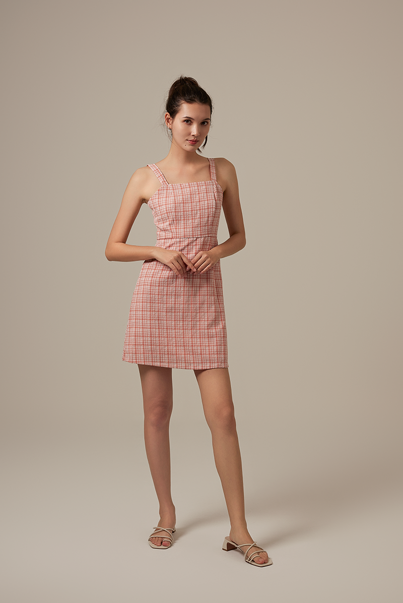 Sierra Plaid Sleeveless Dress in Rose