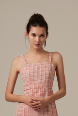 Sierra Plaid Sleeveless Dress in Rose