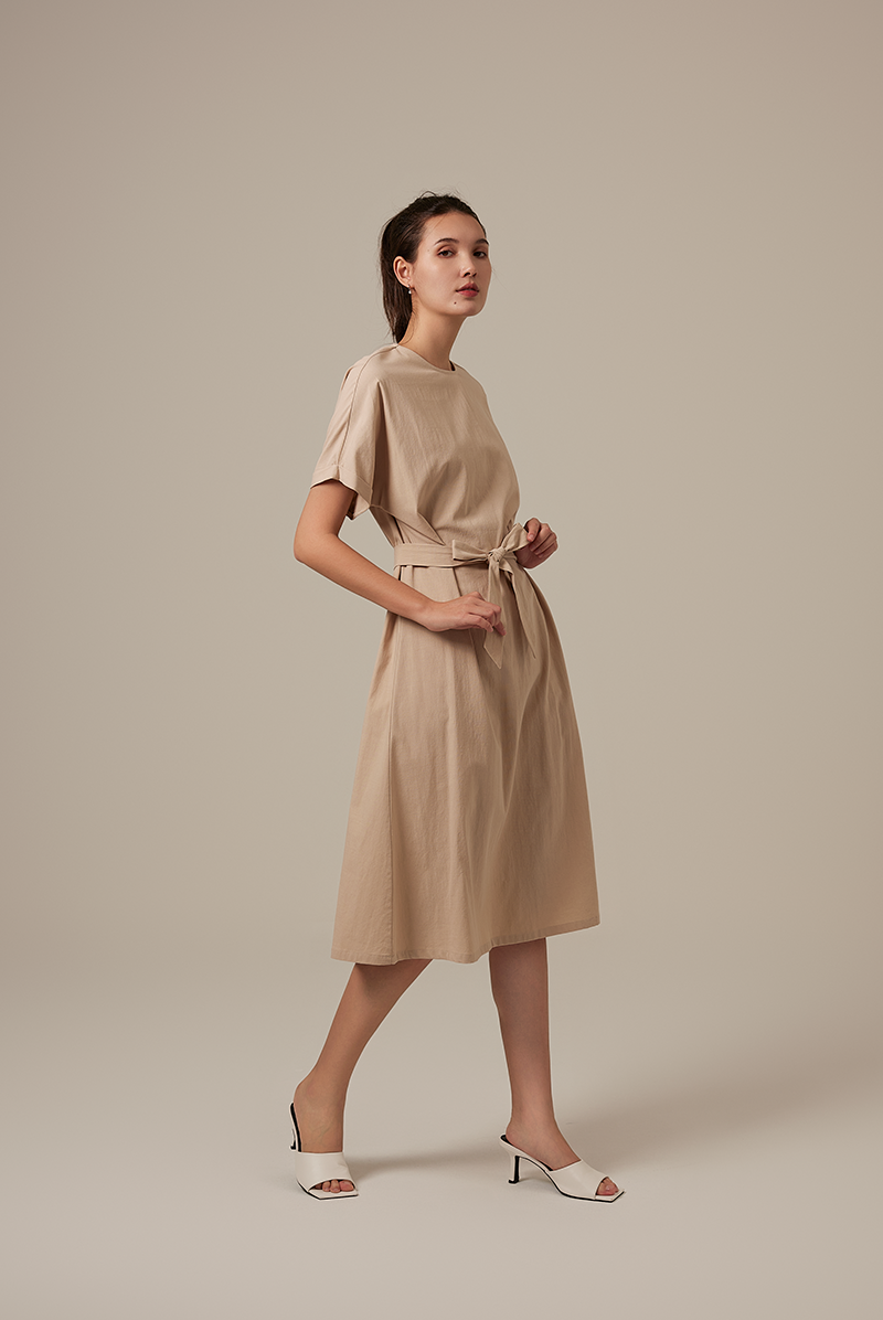 Milan Sash Midi Dress in Ash