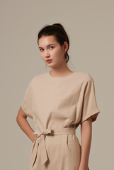 Milan Sash Midi Dress in Ash