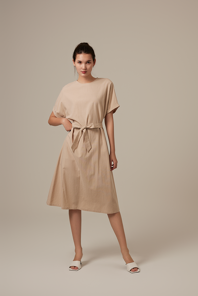 Milan Sash Midi Dress in Ash