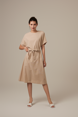 Milan Sash Midi Dress in Ash