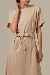 Milan Sash Midi Dress in Ash