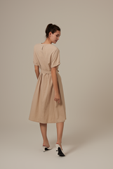 Milan Sash Midi Dress in Ash