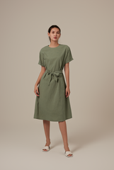 Milan Sash Midi Dress in Tea
