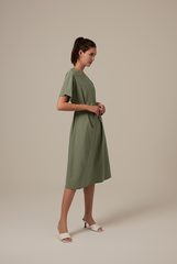 Milan Sash Midi Dress in Tea
