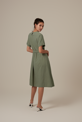 Milan Sash Midi Dress in Tea