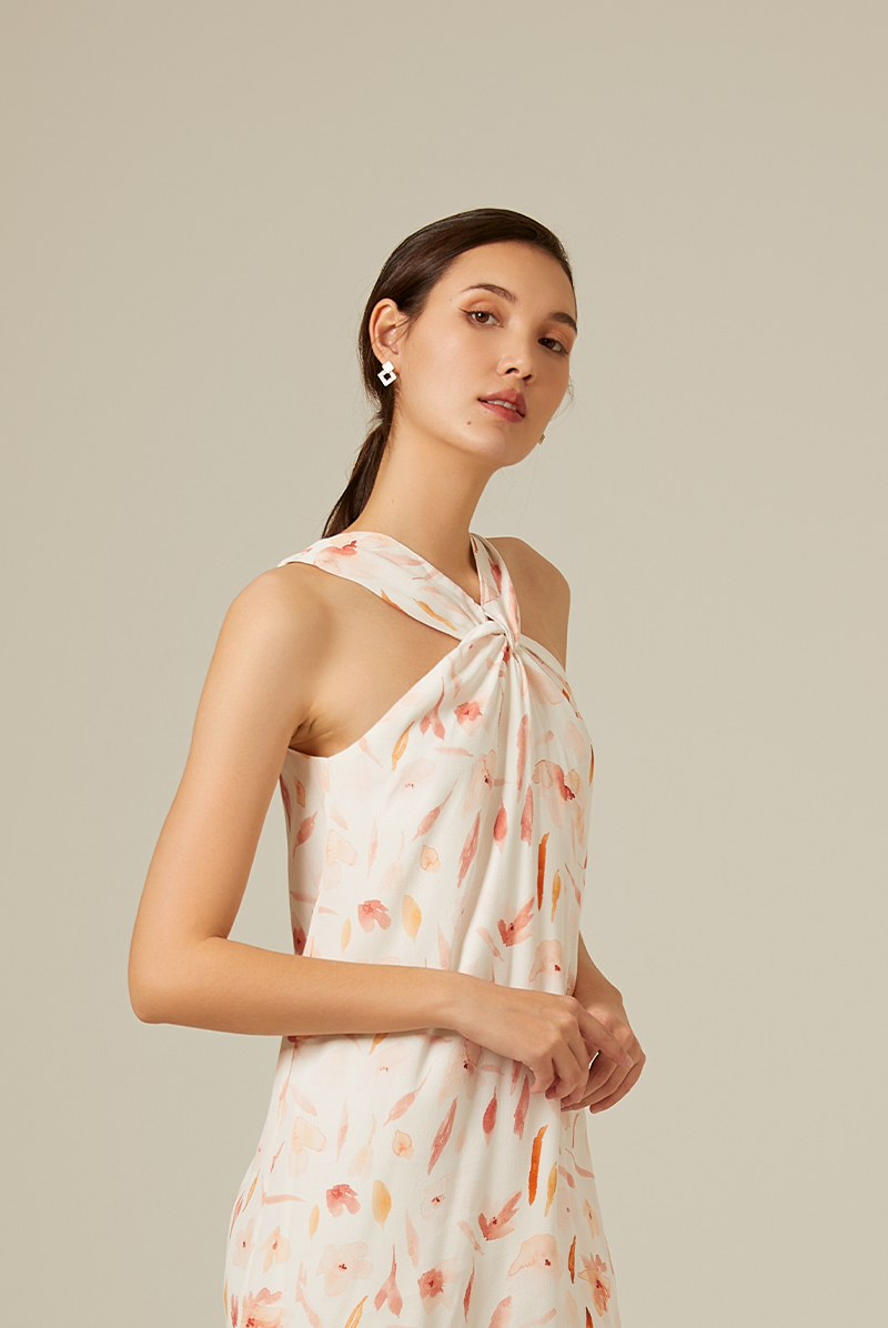 Floreyn Floral Criss Cross Dress in White