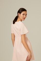 Kordial Textured Square Neck Dress in Powder