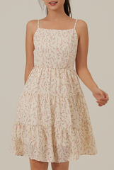 Brielyn Floral Tiered Dress in Cream