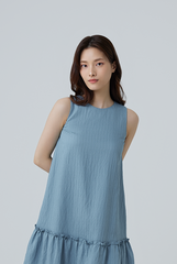 Marley Ruffled Dress in Steel Blue