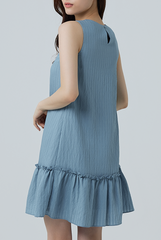 Marley Ruffled Dress in Steel Blue