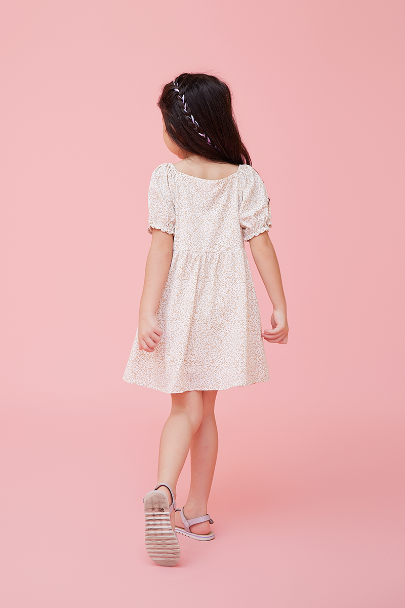 KIDS Fia Floral Dress in White