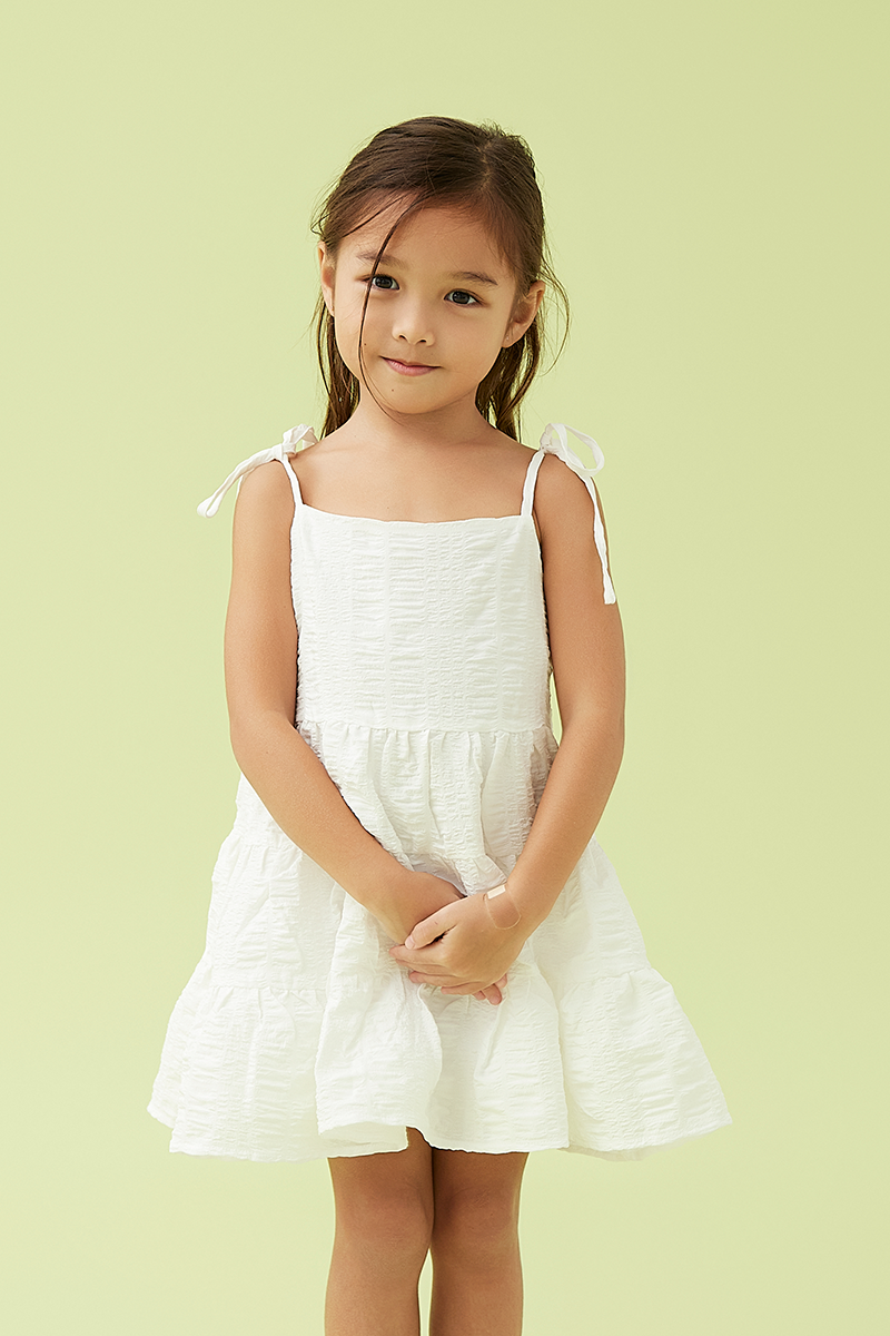 KIDS Iris Tri-Tiered Dress in White