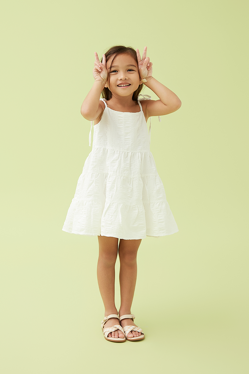 KIDS Iris Tri-Tiered Dress in White
