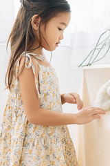KIDS Aster Floral Tiered Dress in Beige