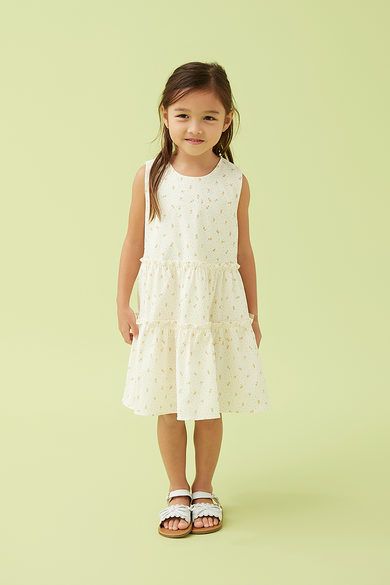 KIDS Ohera Floral Tiered Dress in Daffodil