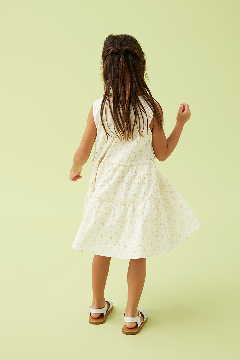KIDS Ohera Floral Tiered Dress in Daffodil