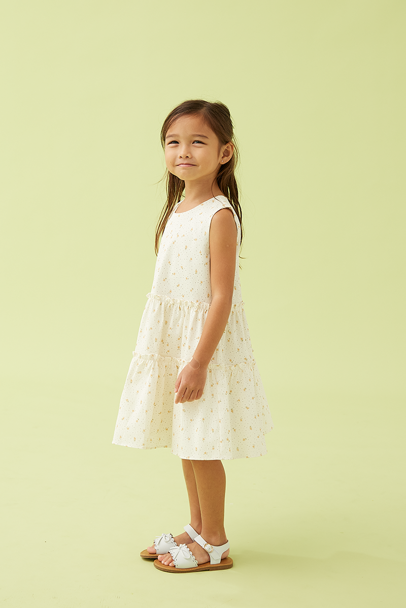 KIDS Ohera Floral Tiered Dress in Daffodil