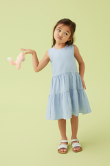 KIDS Riley Tiered Dress in Blue