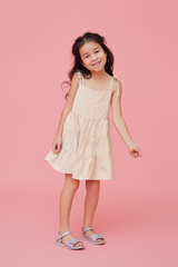 KIDS Fyna Tri-Tiered Dress in Khaki