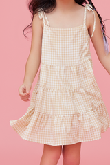 KIDS Fyna Tri-Tiered Dress in Khaki