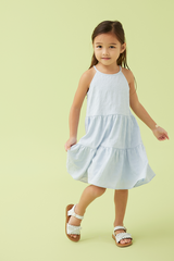 KIDS Neila Halter Neck Tiered Dress in Baby Blue