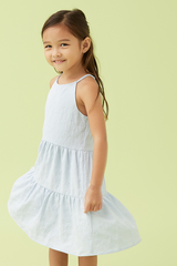 KIDS Neila Halter Neck Tiered Dress in Baby Blue