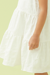 KIDS Neila Halter Neck Tiered Dress in White