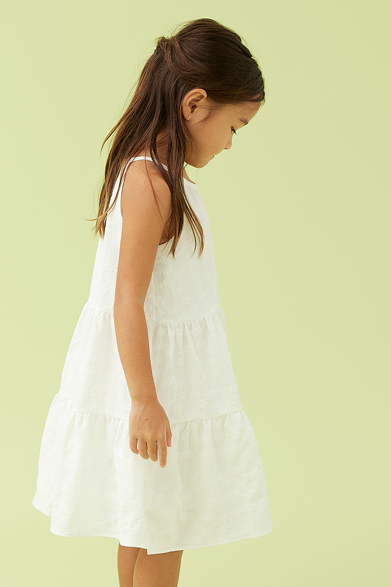 KIDS Neila Halter Neck Tiered Dress in White