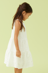 KIDS Neila Halter Neck Tiered Dress in White
