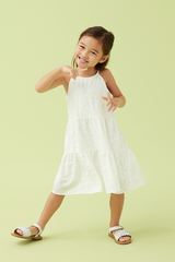 KIDS Neila Halter Neck Tiered Dress in White