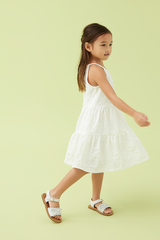 KIDS Neila Halter Neck Tiered Dress in White